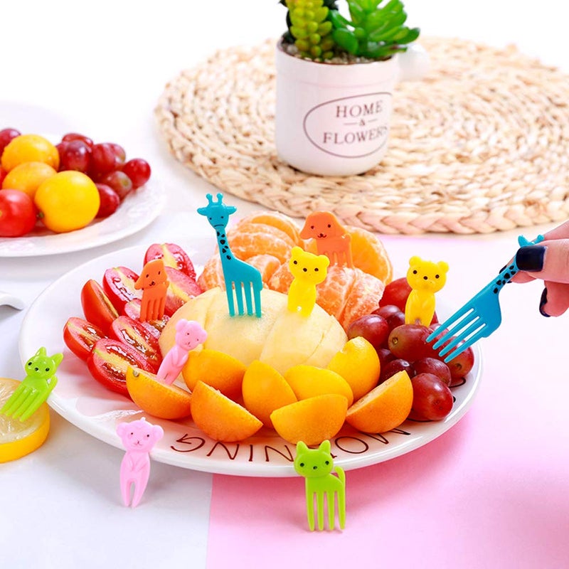 CKANDAY Set of 40 Lovely Animal Food Fruit Picks Forks, Mini Cute Cartoon Toothpick Sticks Decor for Kids Party Bento Lunch Box Sandwich Appetizer Pastry Decorative Cupcake Baby Dessert Cocktail - Image 3